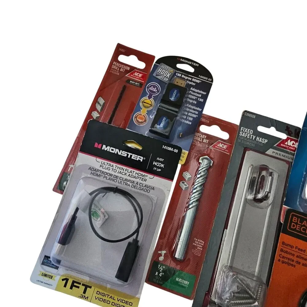 Mixed Lot of Hardware and Electronics: Black+Decker, Monster, Ace